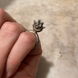 Brutalist Cast silver clown ring 🤡 size 4 monster pinky ring
